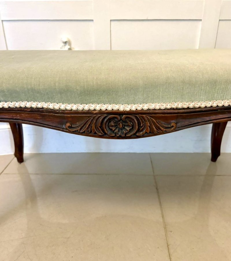 Large Antique Victorian Quality Carved Walnut Stool